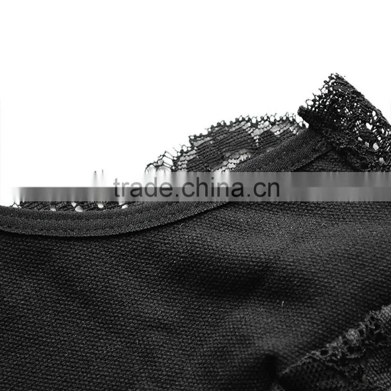Lace Embroidery Tops Breast up TankTop Black Tops