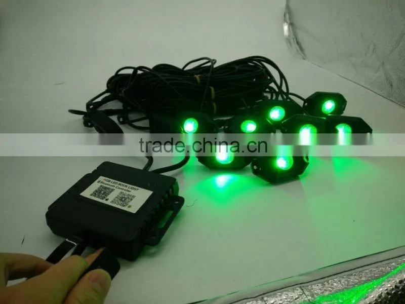 9W RGB Led Rock Lights Waterproof Off Road LED Rock Light Kit - 8 Pods LED Rock Lights For Off Road
