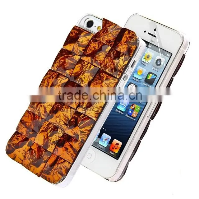 Set Screen Protector And Case For Iphone 5 , Hard Plastic Blue Bling Diamond 3D Crystal Case