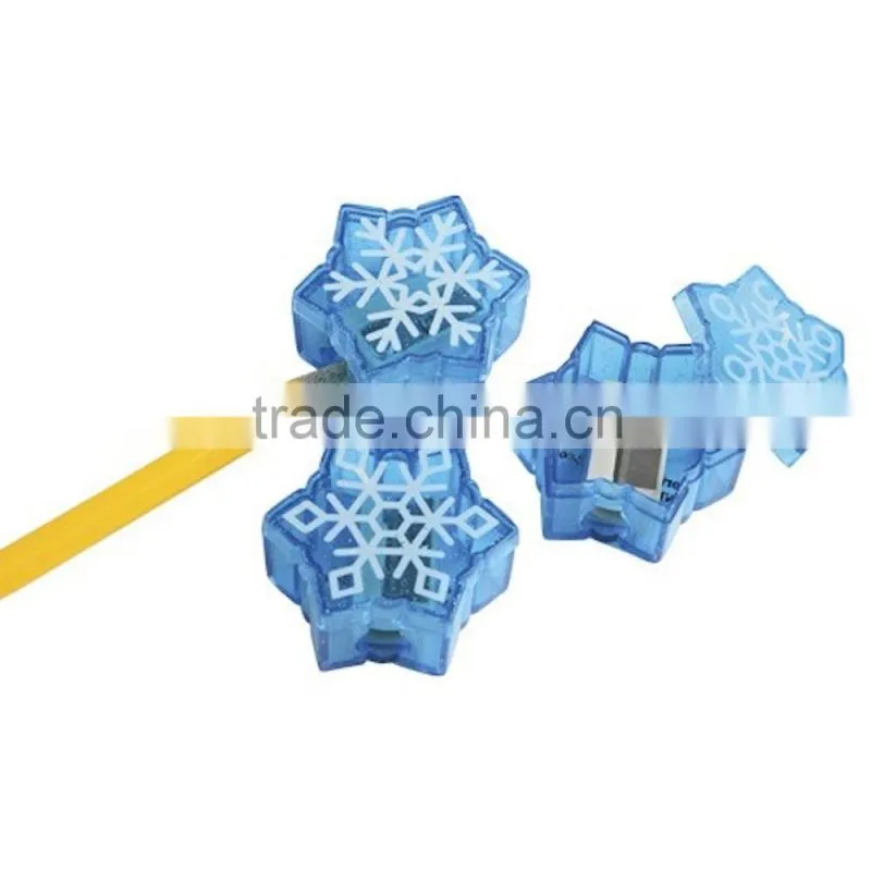 Wholesale Stationery Supplier New Unique Cheap Single Hole Funny Plastic Snowflake Shaped Pencil Sharpeners Factory Direct Sale