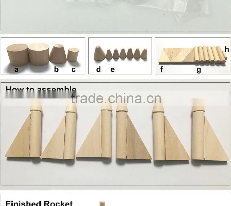 Solid Wood Kids 3D Rocket Puzzle