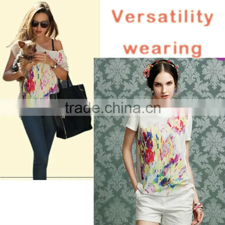 New design ladies cotton printed t-shirt OEM(YCT-B0123)