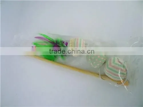 cotton ball nature cat swing toys with sticker toy wholesale cat toys
