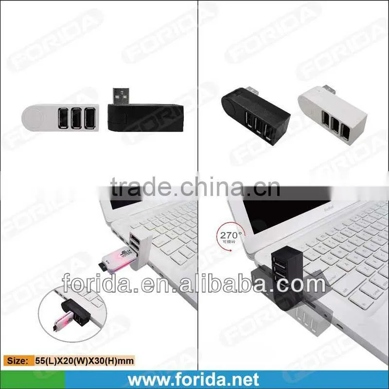Mini rotation 3 ports USB hubs adaptor for Notebook pc