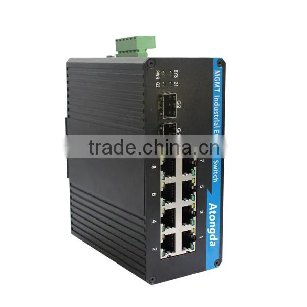 Atongda 8 Port way Managed PoE Industrial Optical fiber Switch