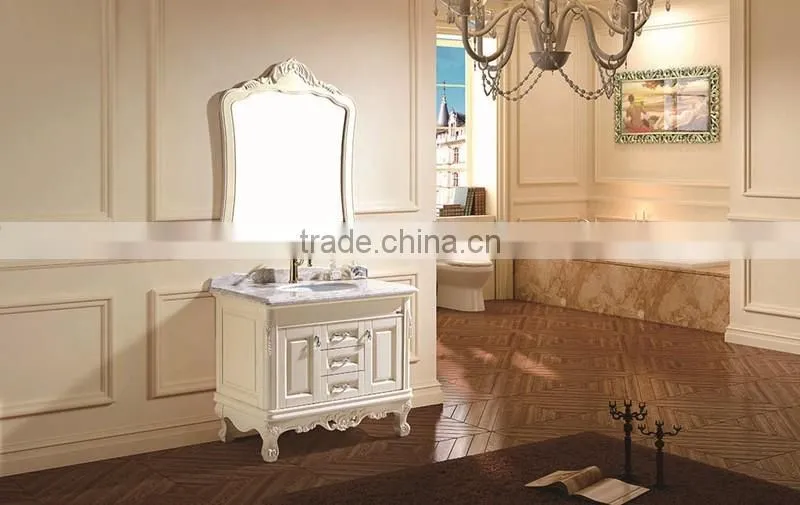 Floor Standing Nature Marble counter-top Bathroom Wash Basin Oak wood Vanity No.3089A