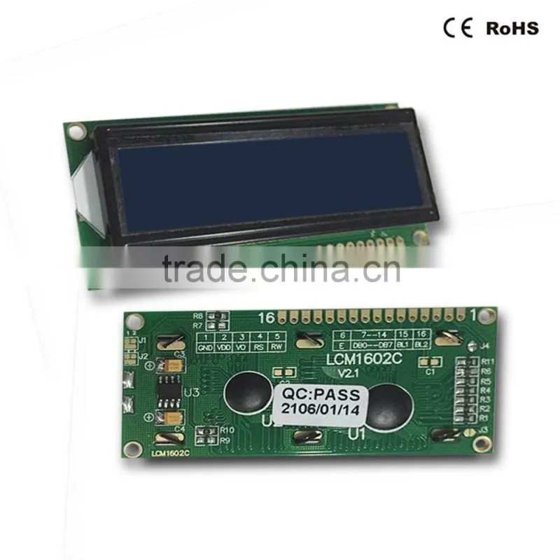 custom 16x2 character LCD display with blue screen