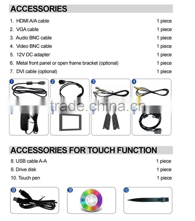 15" Screen Size Open Frame HDMI Monitor with Touchscreen VGA DVI Input