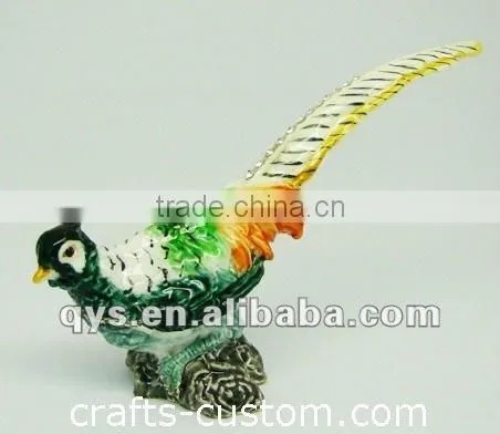 Alloy Glazed Pheasant Box for Jewelery