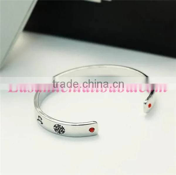 Zinc alloy main material christmas jewelry letter christmas element cuff bangle