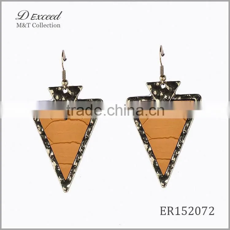 Wholesale Jewelry Fashion Designs Ladies/Women's Punk Style Snake Pattern Leather Triangle Earrings Dangle Earrings