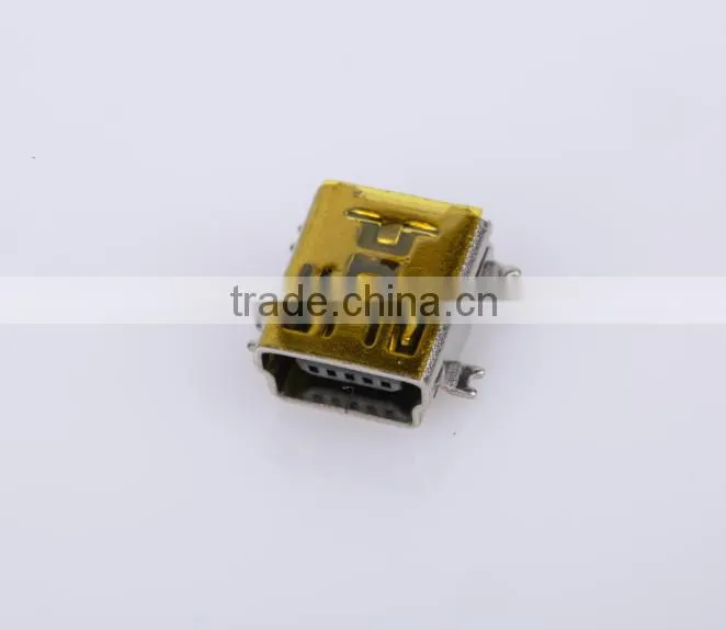 Wholesaler golden color 5Pin MINI USB female socket