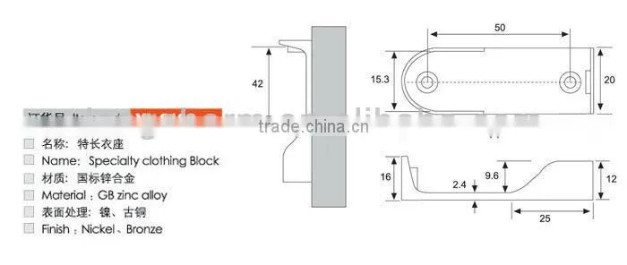 wardrobe hanging rails series / clothes hanging rail bracket