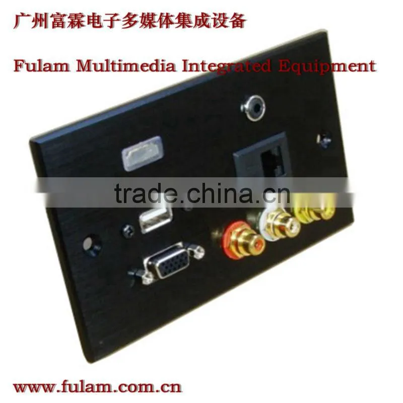 Aluminum Multimedia wall oulet connector with XLR Neuitrk NET AV USB
