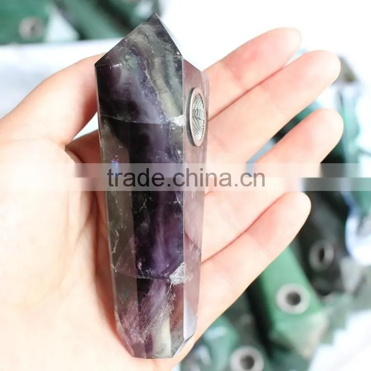 Polished Fluorite Crystal Hand Pipe Smoking Pipes