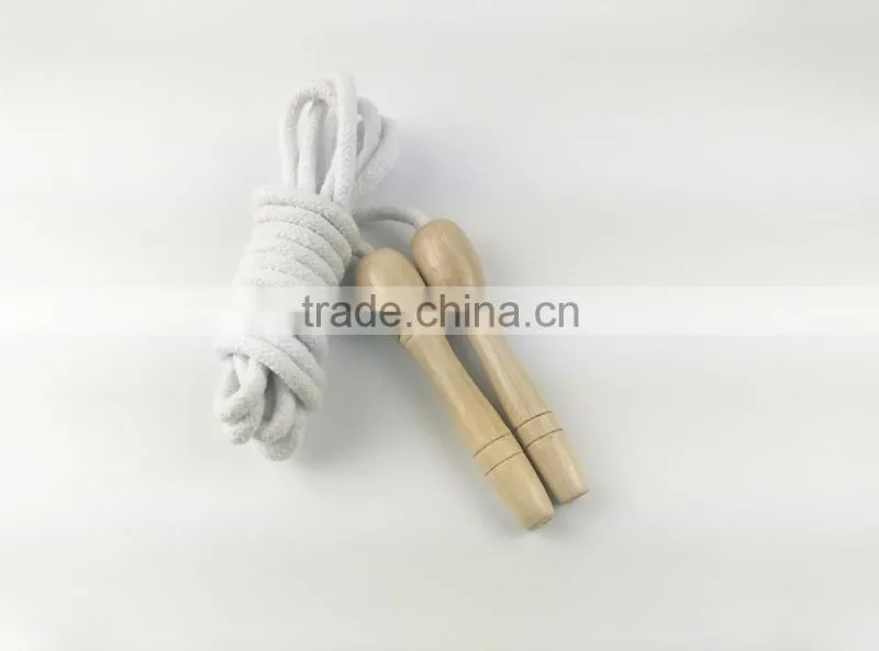 white cotton rope wood handle jumping rope /skipping rope