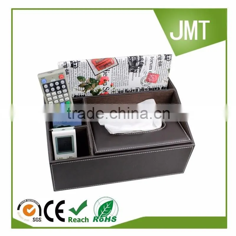 Home Decoration Multifunction PU desk organizer leather tissue box