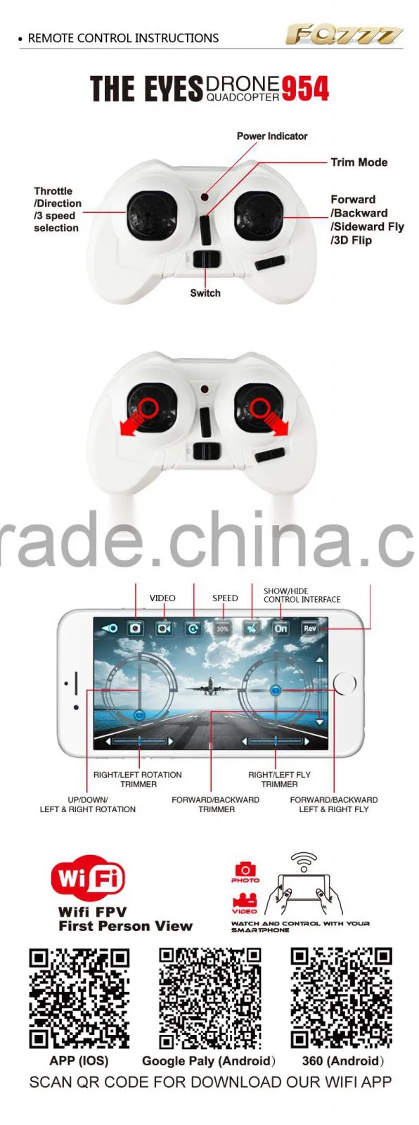 2016 New wifi control mini quadcopter with camera