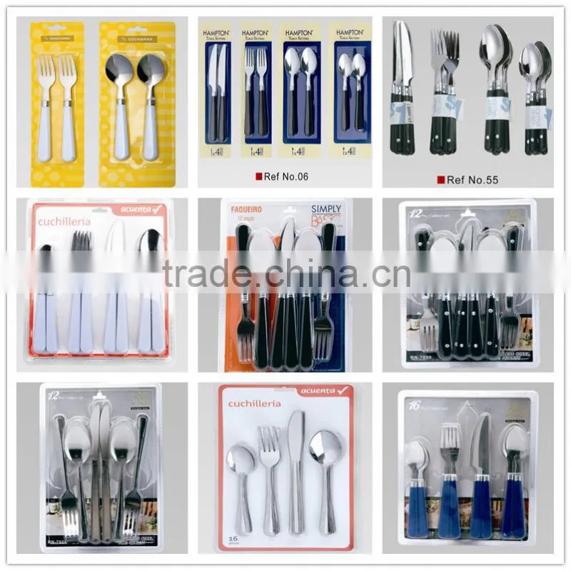 20pcs plastic colorful handle stainless cutlery set with hand polish