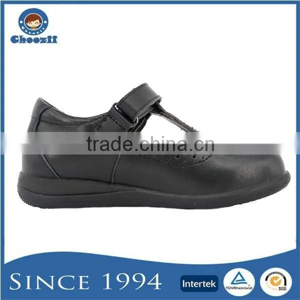 Hot girls T strap black school shoes with action leather