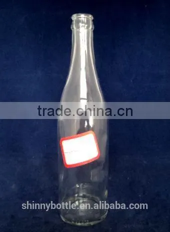 Large volume clear glass bottle for beer, sauces container