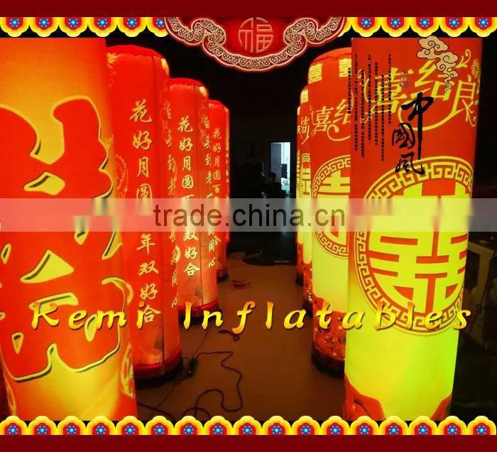 3m LED lighting Inflatable pillar with custom digital printing with rotatable base blower LED inflatable tube with rotate blower
