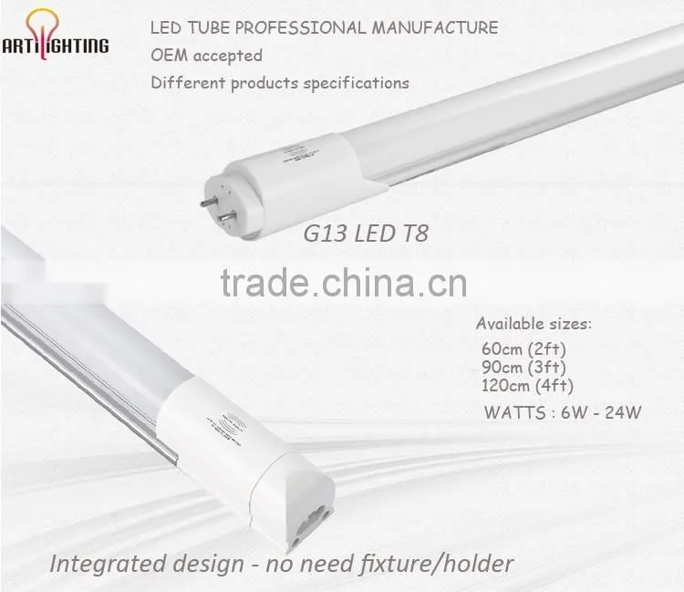 High lumens 110lm/w 4ft 18W cob led tube lamp 19w t8 120cm
