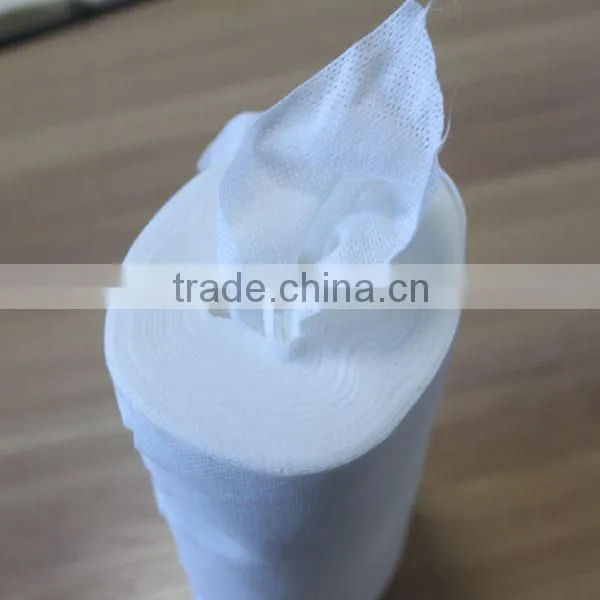 China manufacturer white spunlace meshed spunlace nonwoven cleaning wipes roll