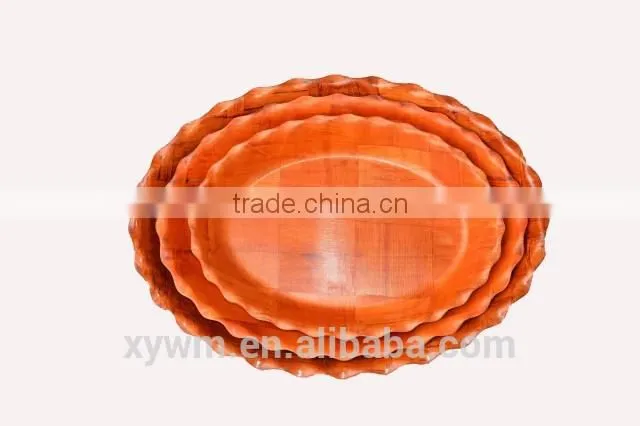 waves woven bamboo wooden plate