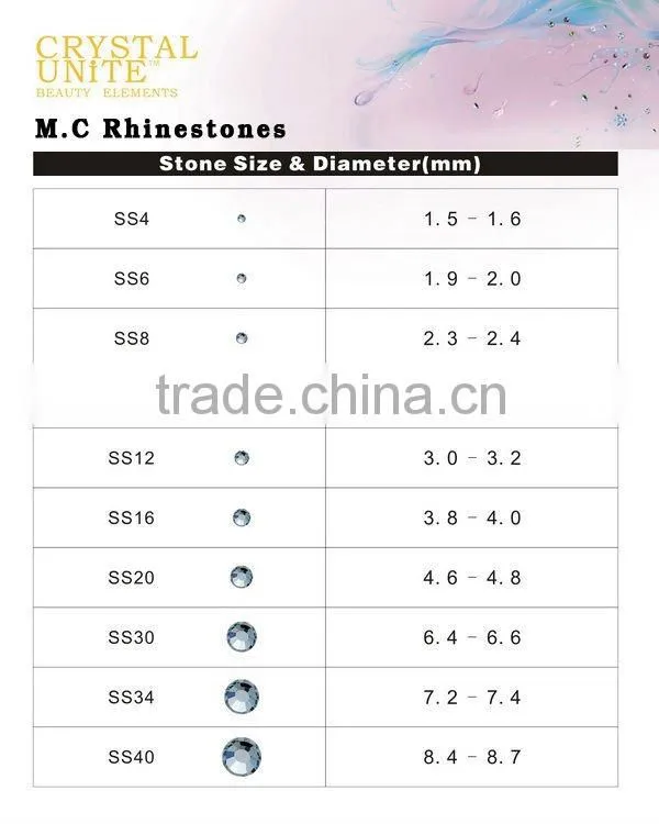 UNITE Flat back rhinestones Topaz AB