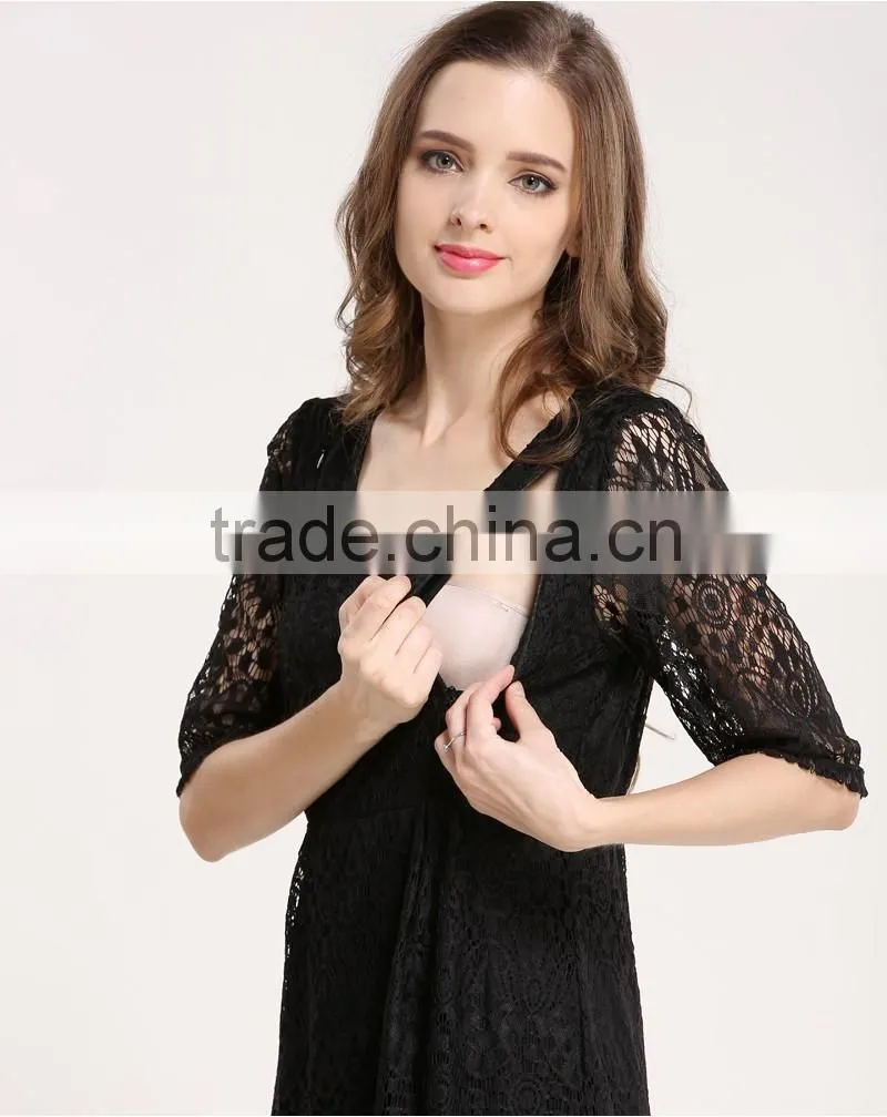 Elegant Lace breastfeeding party dress maternity clothes Fashionable