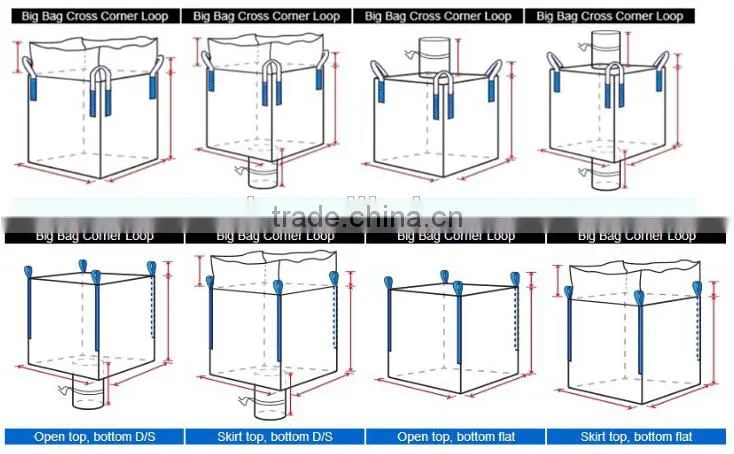 pp virgin chain&over-lock sewing corn starch bulk bags
