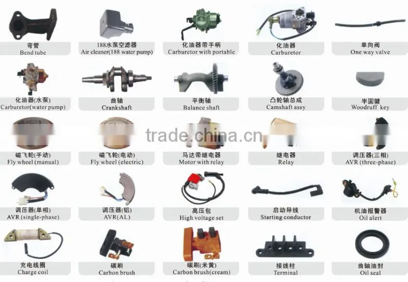 generator spare parts 182f 188f gx340 gx390 6500f H7000 gasoline engine