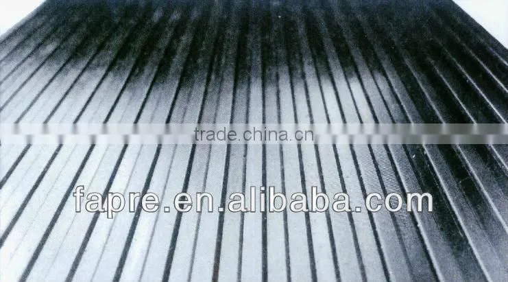 Black broad ribbed rubber matting