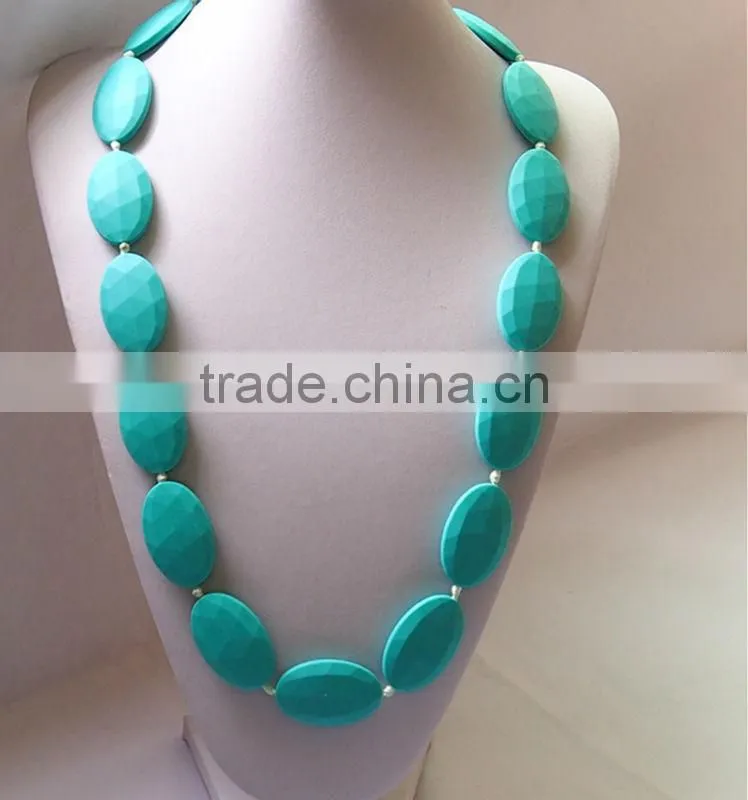 Quartz Pink Silicone Teething Necklace Baby Chew amber