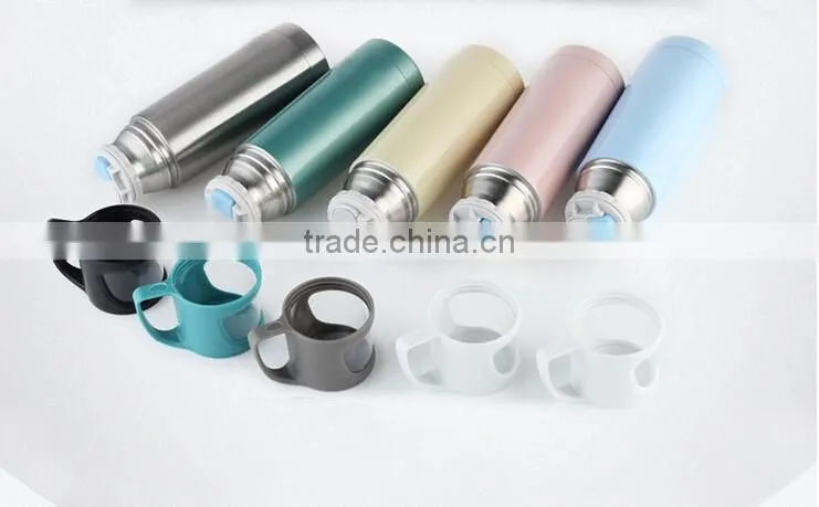 HOT SALE!!!!double wall stainless steel vacuum flask with glass lid cup