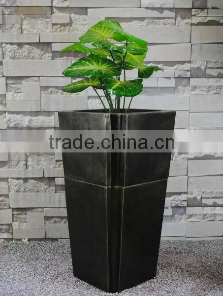 Garden Black Gold Resin Flower Multifunction Square Pot