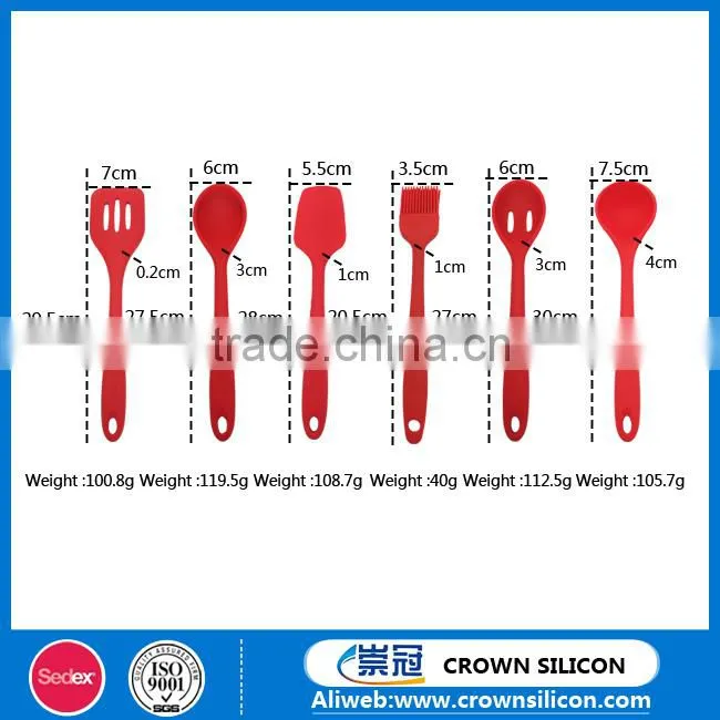 6PCs Red Silicon Kitchen Cooking Utensil Tool Set, Hi-heat Cooking