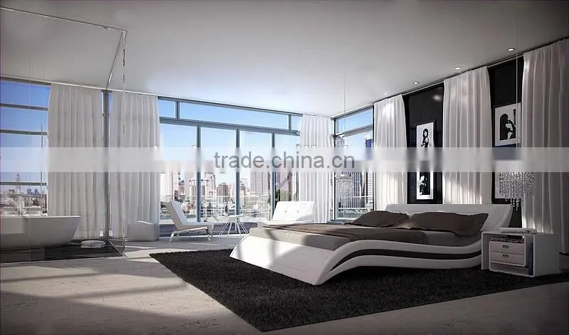 Special S Shaped Double Bed Bedroom Furniture Modern Leather Bed