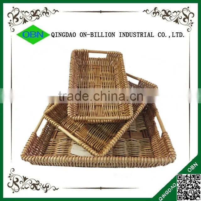 Handmade decorative washable disposable unique natural wicker tray basket