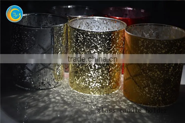 Color Spray Broken silver plating glass Tealight candle holder