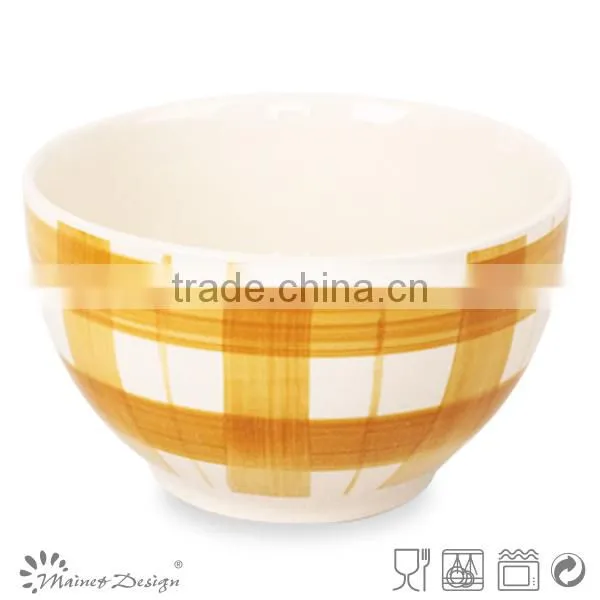 hot selling handpainting ceramic stripe bowl top factory