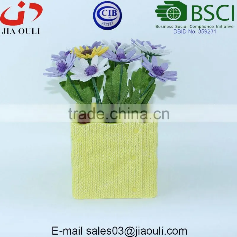 Home and garden decorations dimple design glazed pot plant white square ceramic