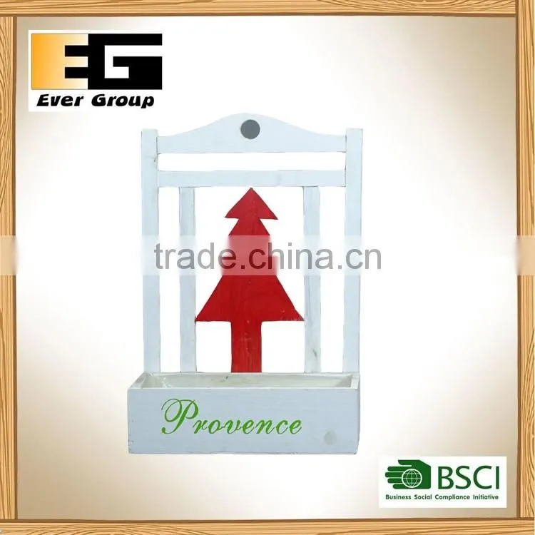 Wood Hanging Flower Basket with Silk Screen for Garden Planter