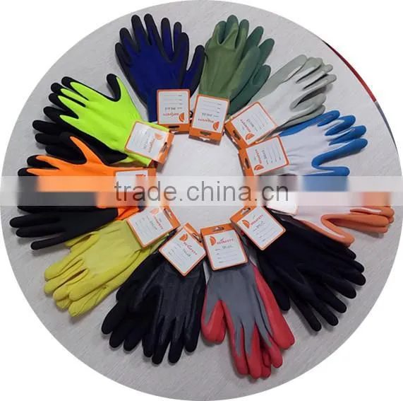 DDSAFETY Hot Sale In 2016 Red Nylon With Grey Latex Gloves