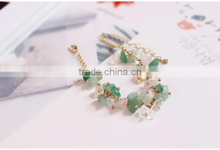 raw stone charms gold chain bracelet crushed stone bracelet