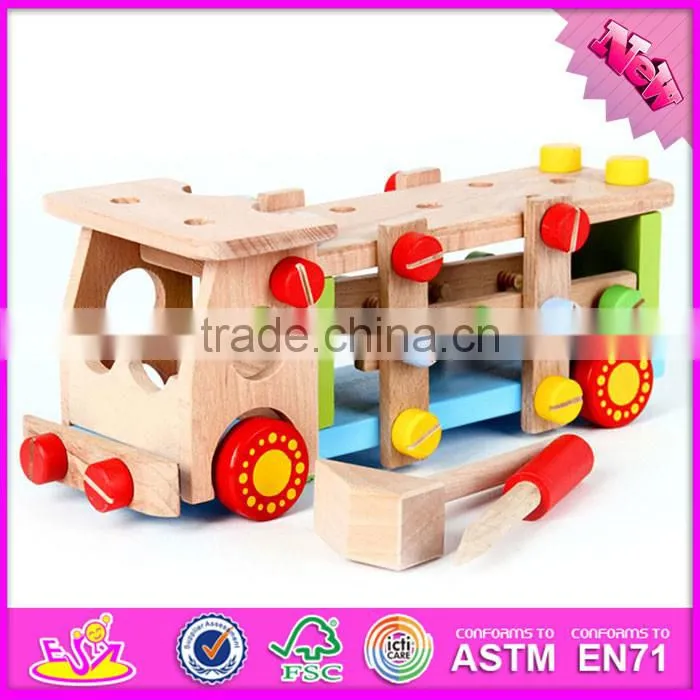 2016 new design kids diy wooden screw car toy W03C024