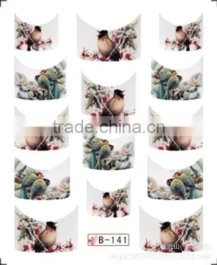 French half watermark fiower painting nails stick ,DIY Fashion Nail art