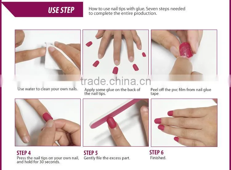 New product wholesale 24pcs easy nails decorated with metal designer press on nails