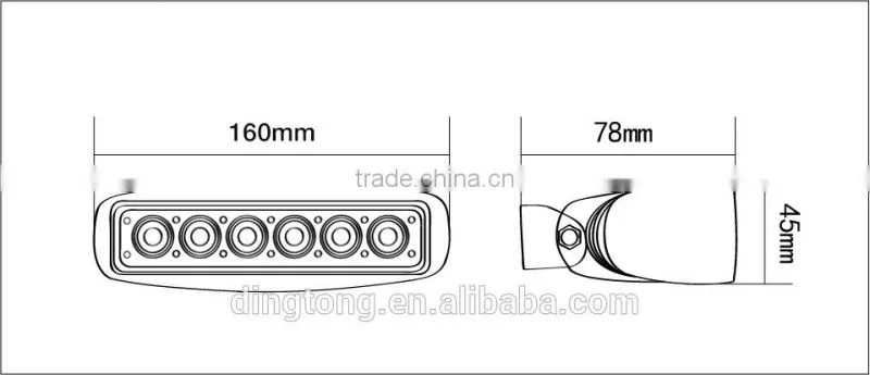 Mini 18w L.E.D Lightbars 12v 24v spot led truck work light ip68
